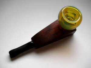 画像3: グラス火皿ウッドパイプ/glass bowl wood pipe
