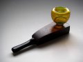グラス火皿ウッドパイプ/glass bowl wood pipe