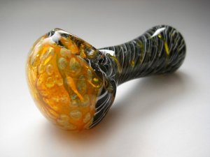 画像1: 【PsychedelicART】パイレックス製ガラスパイプ【サイケTOPブラック】