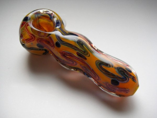 画像2: パイレックス製ガラスパイプ【リキッドマーブル】 (2)