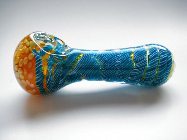 画像4: 【PsychedelicART】パイレックス製ガラスパイプ【サイケTOPターコイズ】 (4)