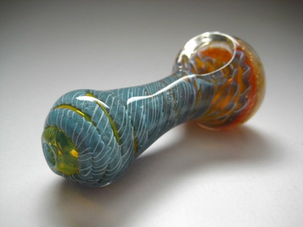 画像2: 【PsychedelicART】パイレックス製ガラスパイプ【サイケTOPライトブルー】 (2)