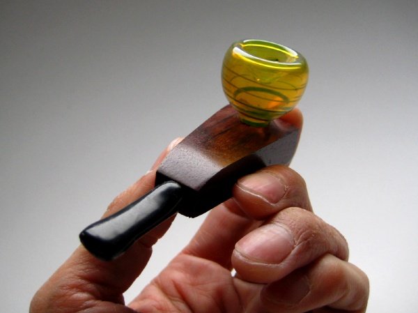 画像4: グラス火皿ウッドパイプ/glass bowl wood pipe (4)